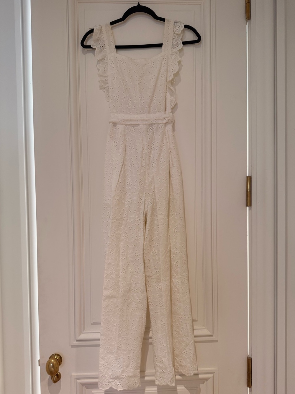 Kittenish White Eyelet Ruffle Jumpsuit